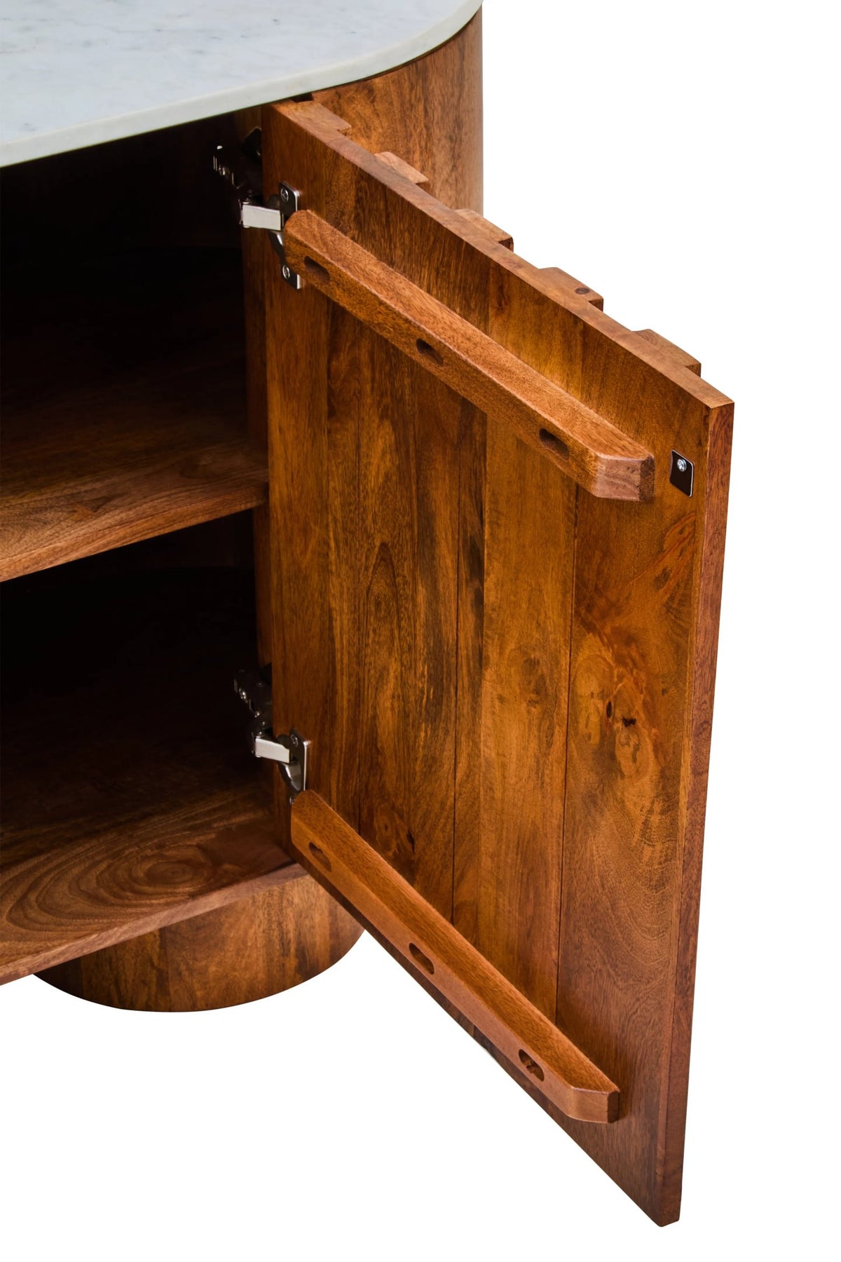 Studland Marble and Carved Mango Wood Two Door Sideboard
