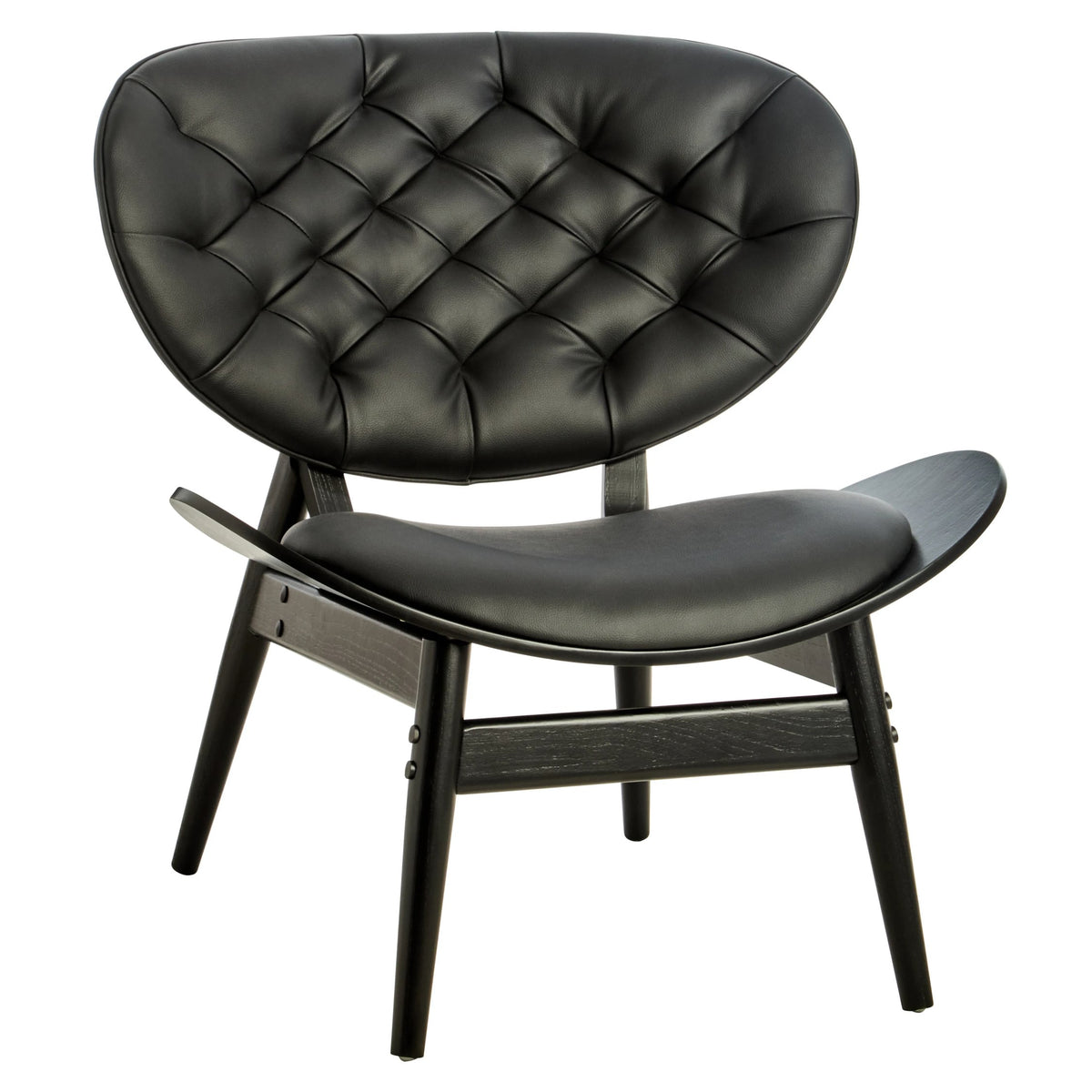 Harrogate Black Leather Effect Chair with Elm Wood Frame (W79cm)