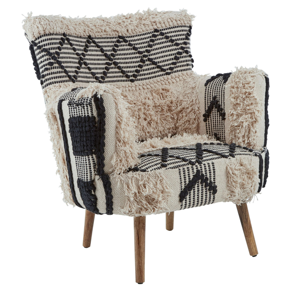 Granada Black and White Shaggy Berber Style Armchair
