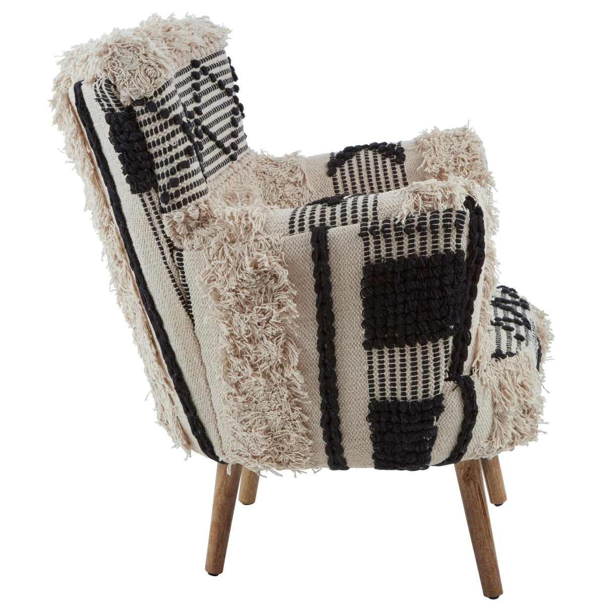 Granada Black and White Shaggy Berber Style Armchair
