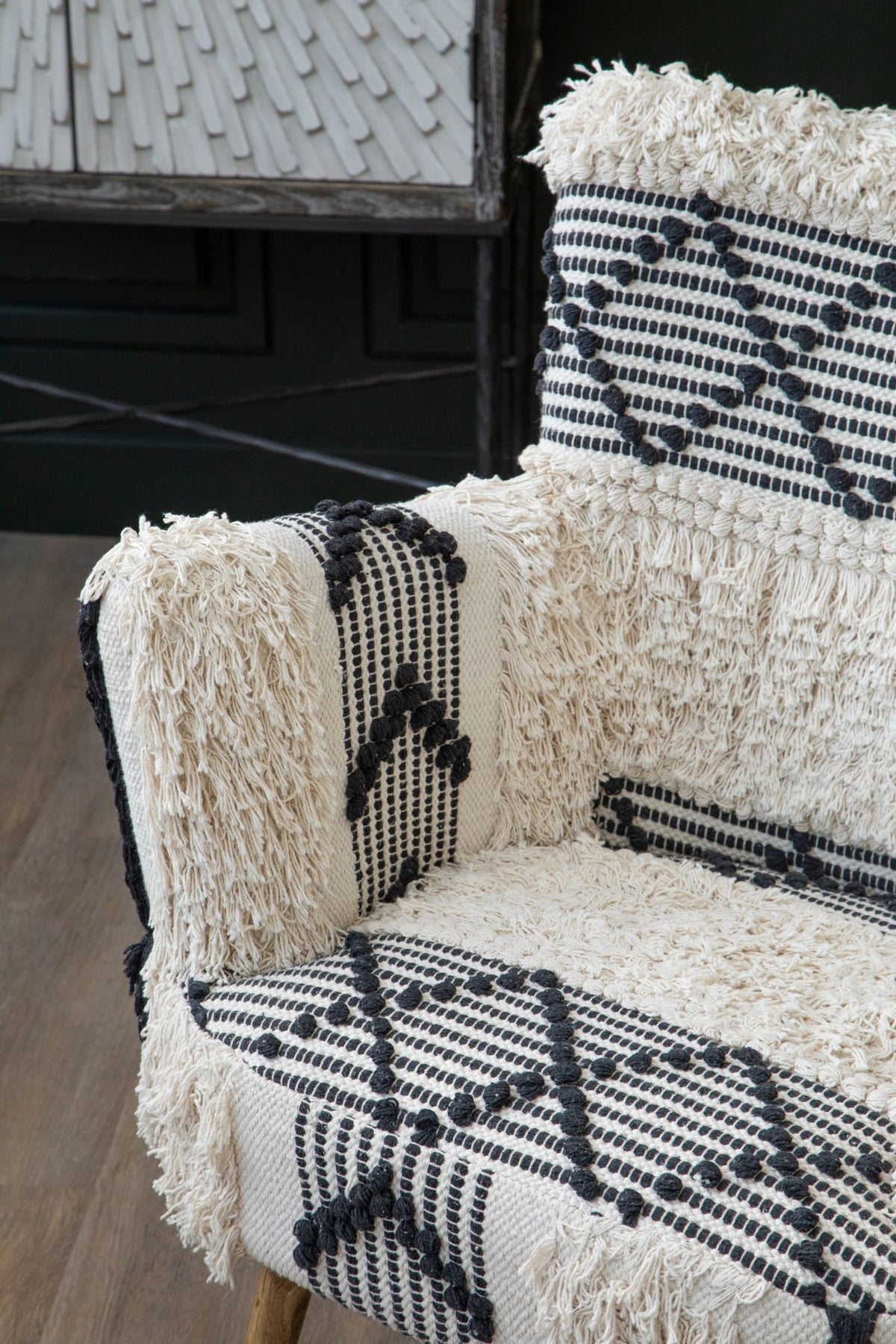 Granada Black and White Shaggy Berber Style Armchair
