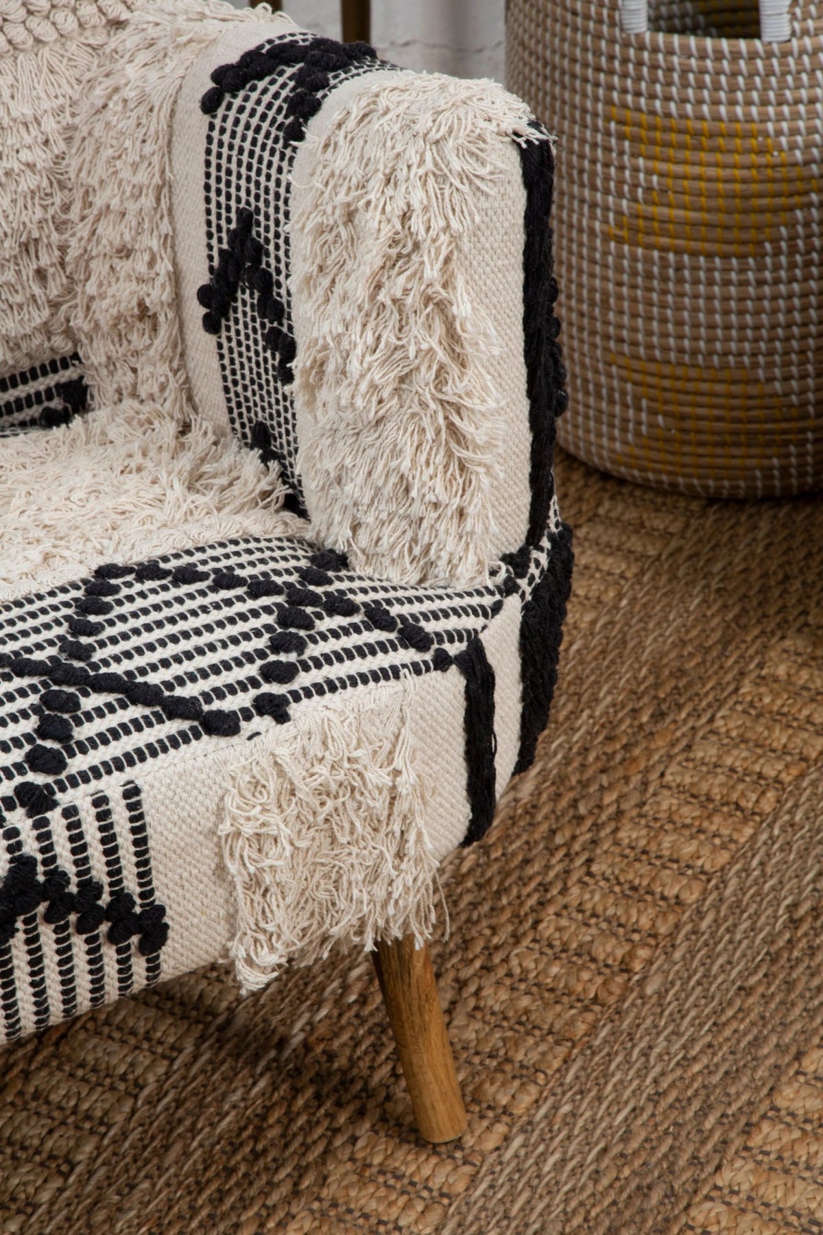 Granada Black and White Shaggy Berber Style Armchair