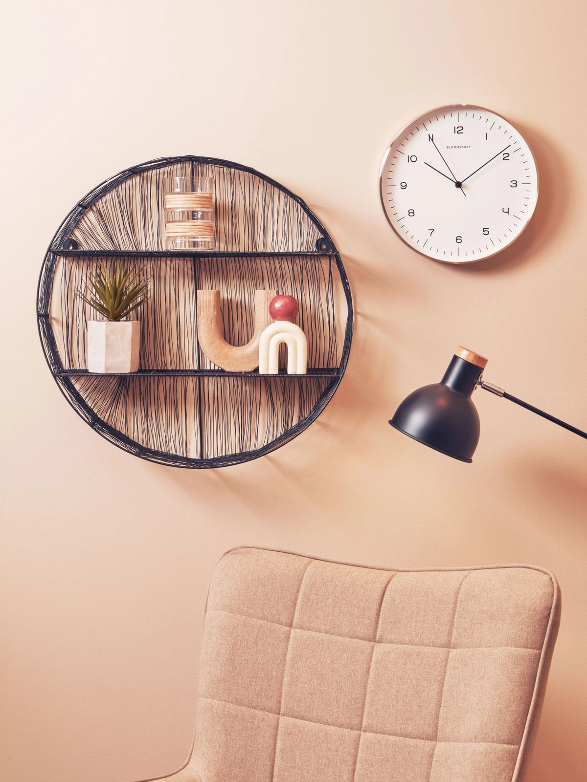Wetherby Black Wire Round Wall Shelf