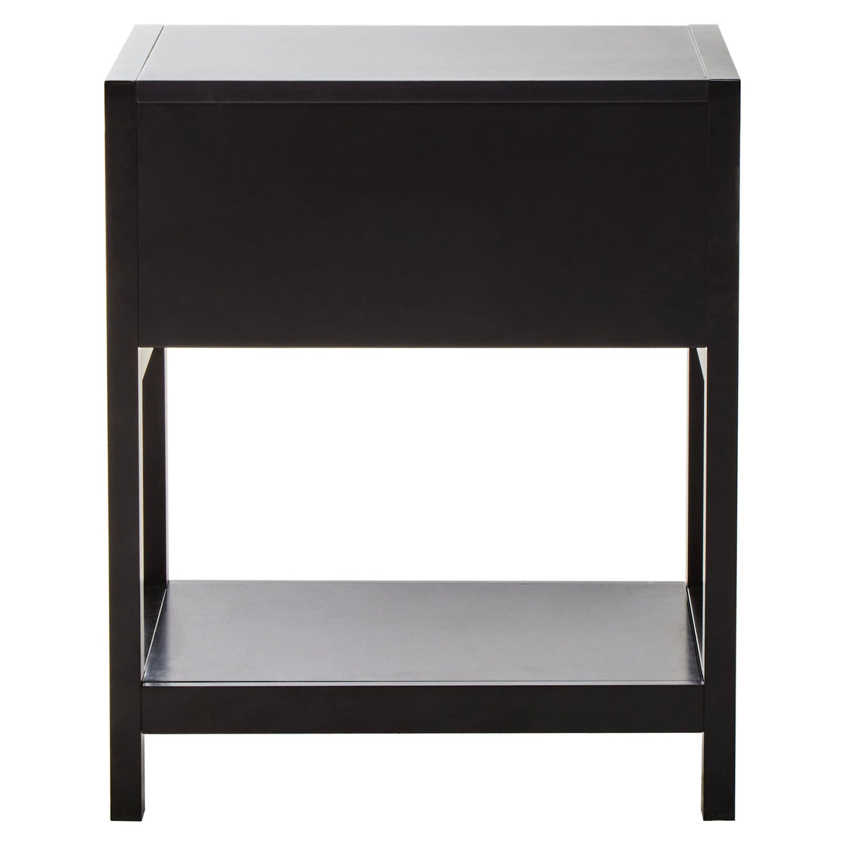 Como Black Finish and Natural Rattan One Drawer Bedside Table