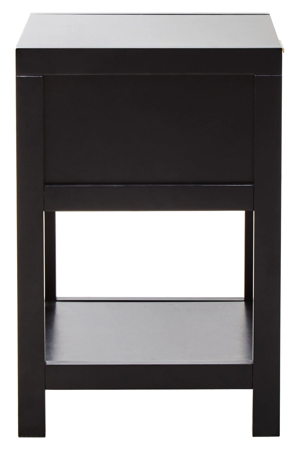 Como Black Finish and Natural Rattan One Drawer Bedside Table