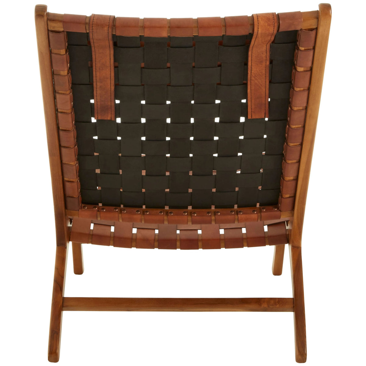 Seville Brown Woven Leather and Teak Wood Chair