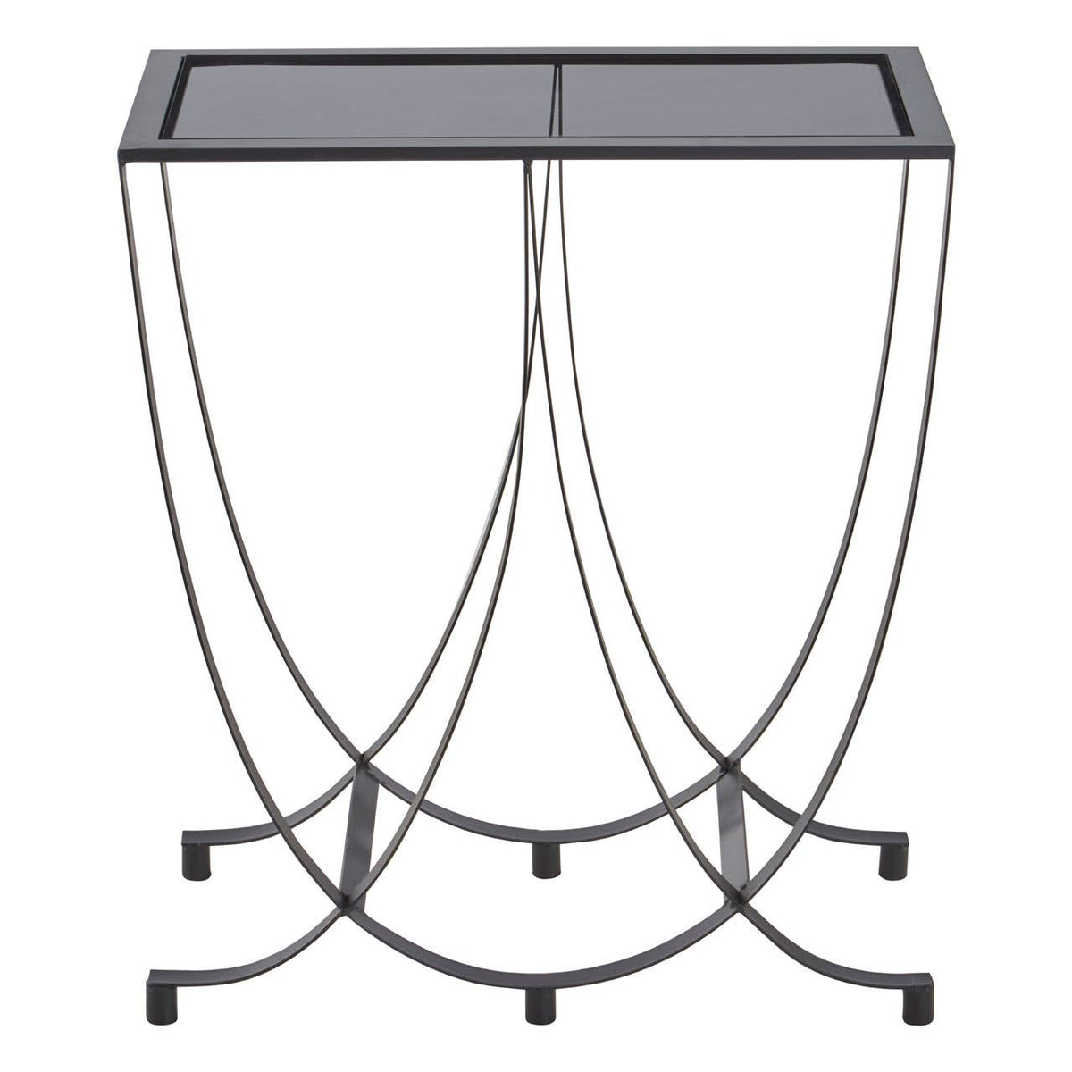 Bath Black Console Table with Grey Glass Top