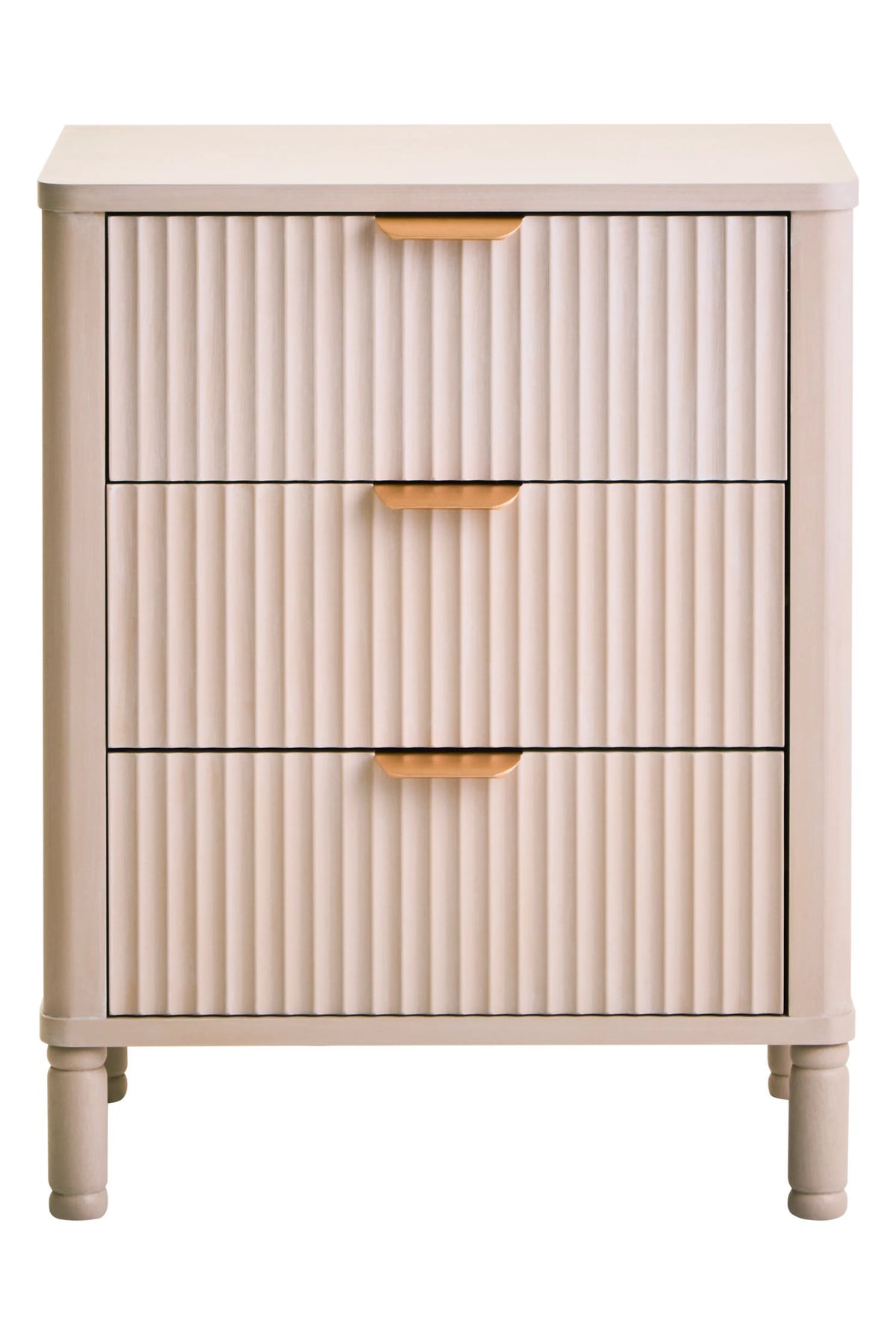 Savoy Reed Detail Taupe Three Drawer Wooden Chest
