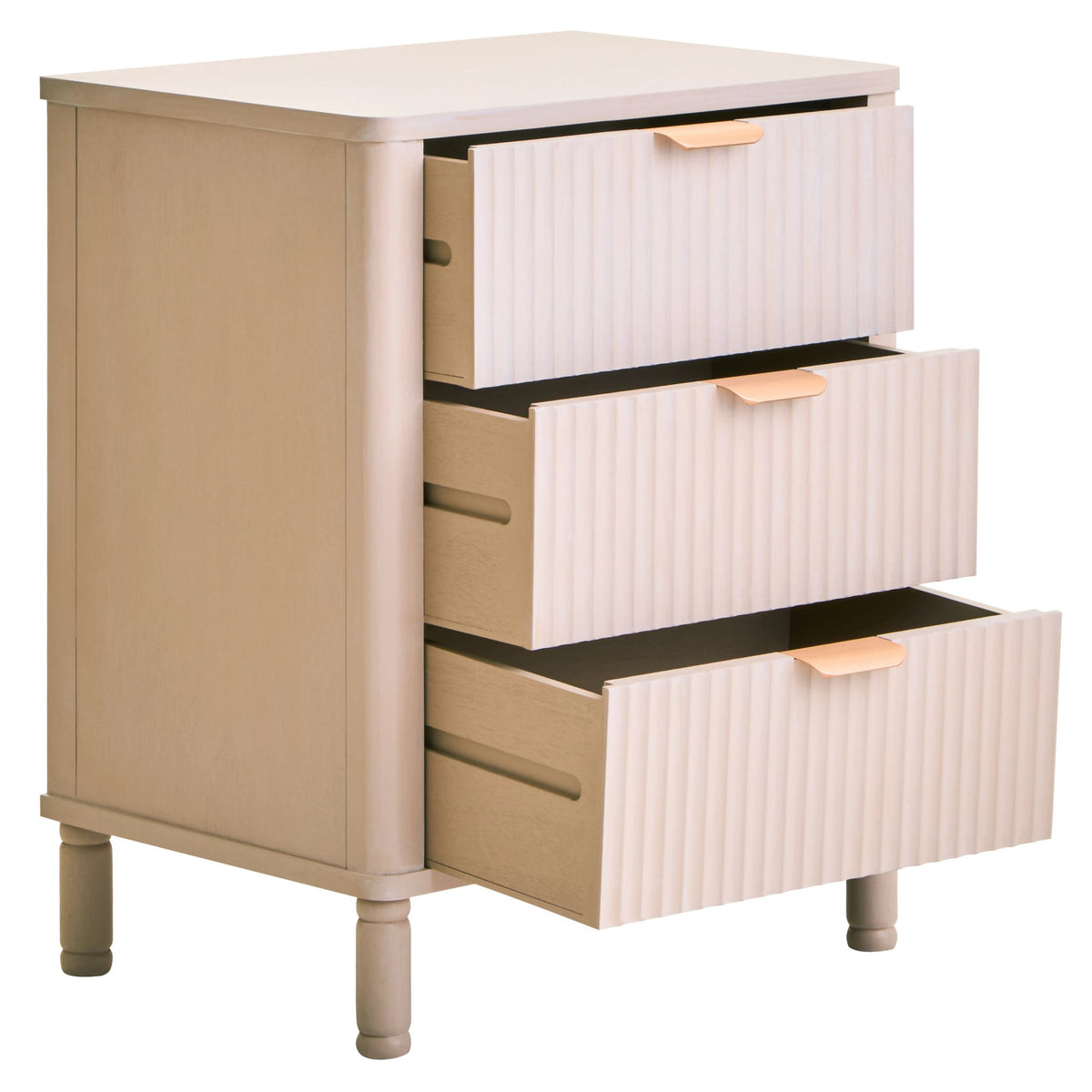 Savoy Reed Detail Taupe Three Drawer Wooden Chest