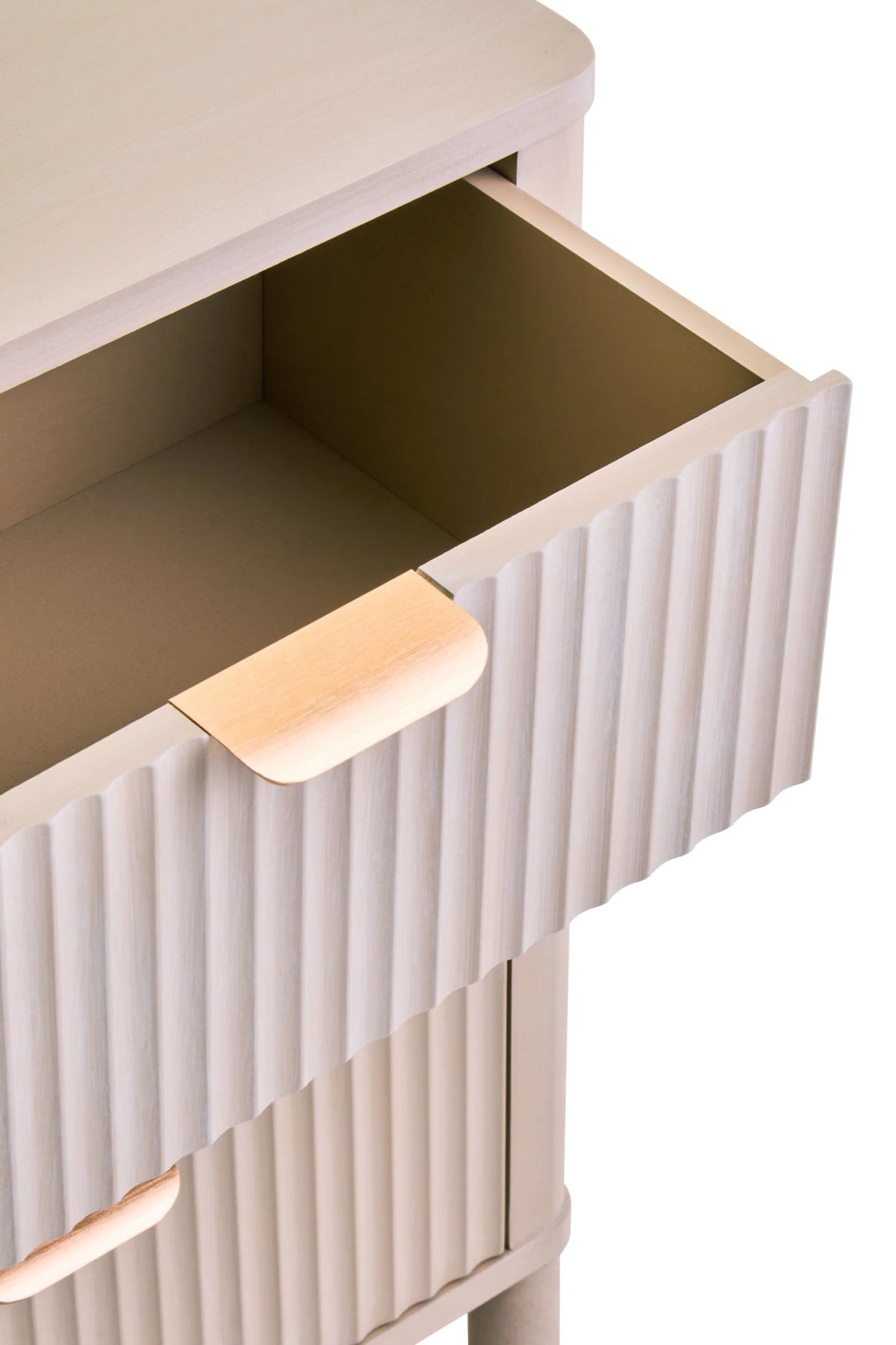 Savoy Reed Detail Taupe Three Drawer Wooden Chest