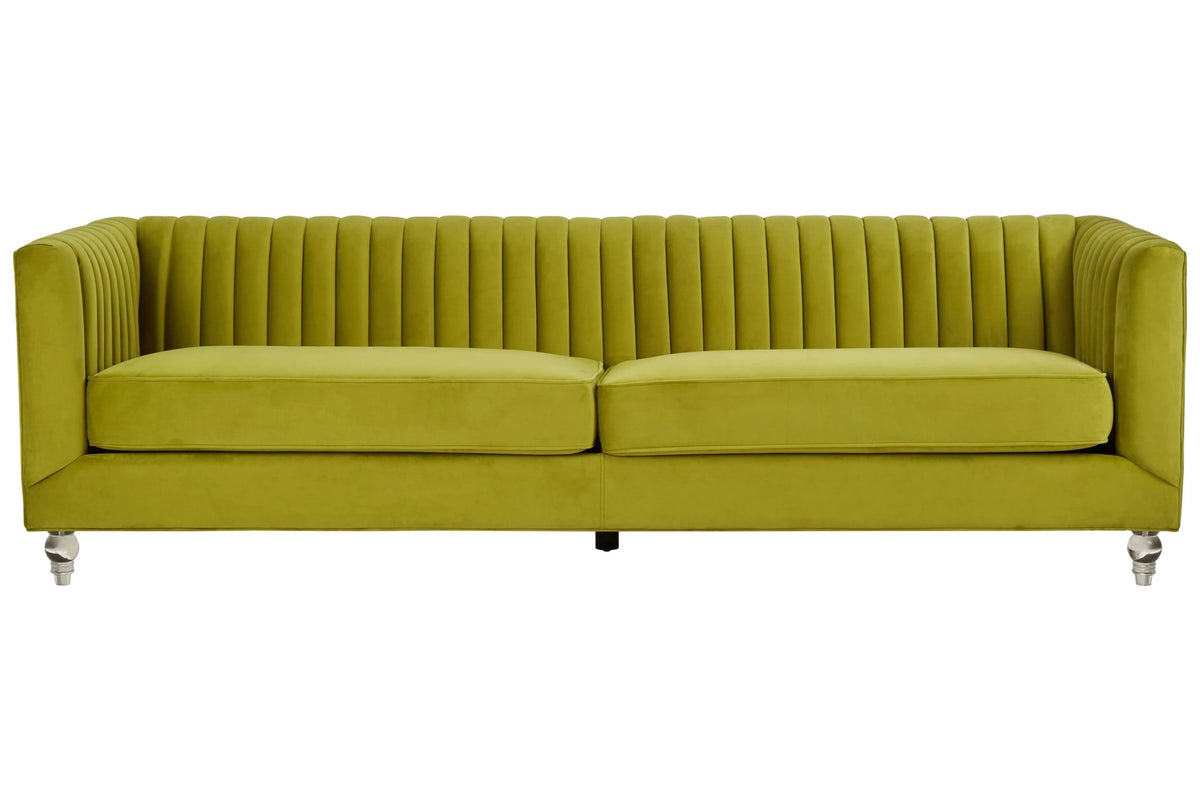 Wiveliscombe 3 Seat Green Velvet Sofa