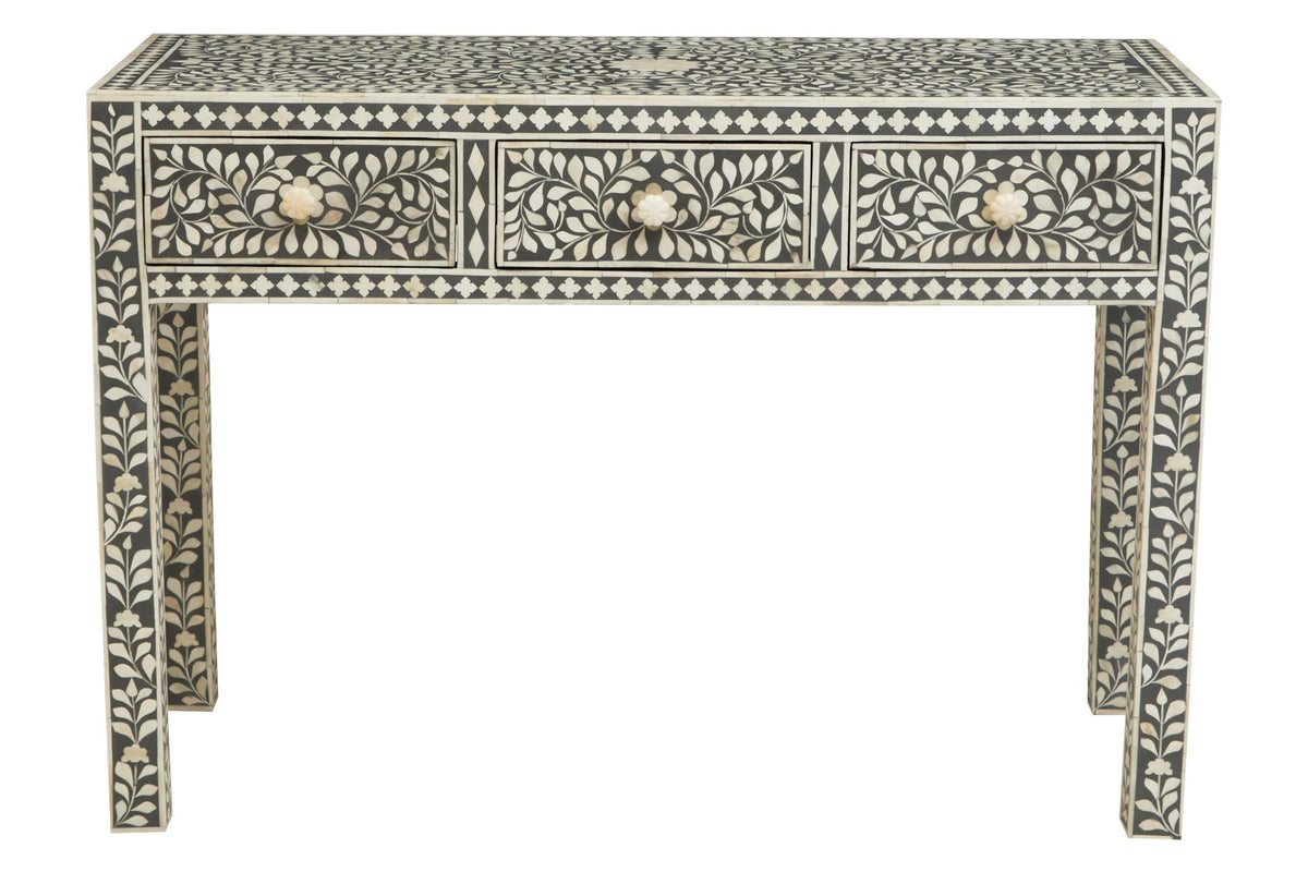 Porto Bone Inlay Desk with 3 Drawers