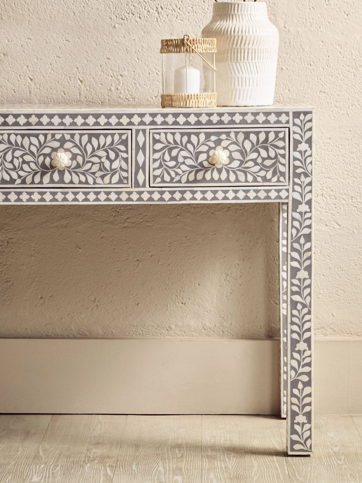 Porto Bone Inlay Desk with 3 Drawers
