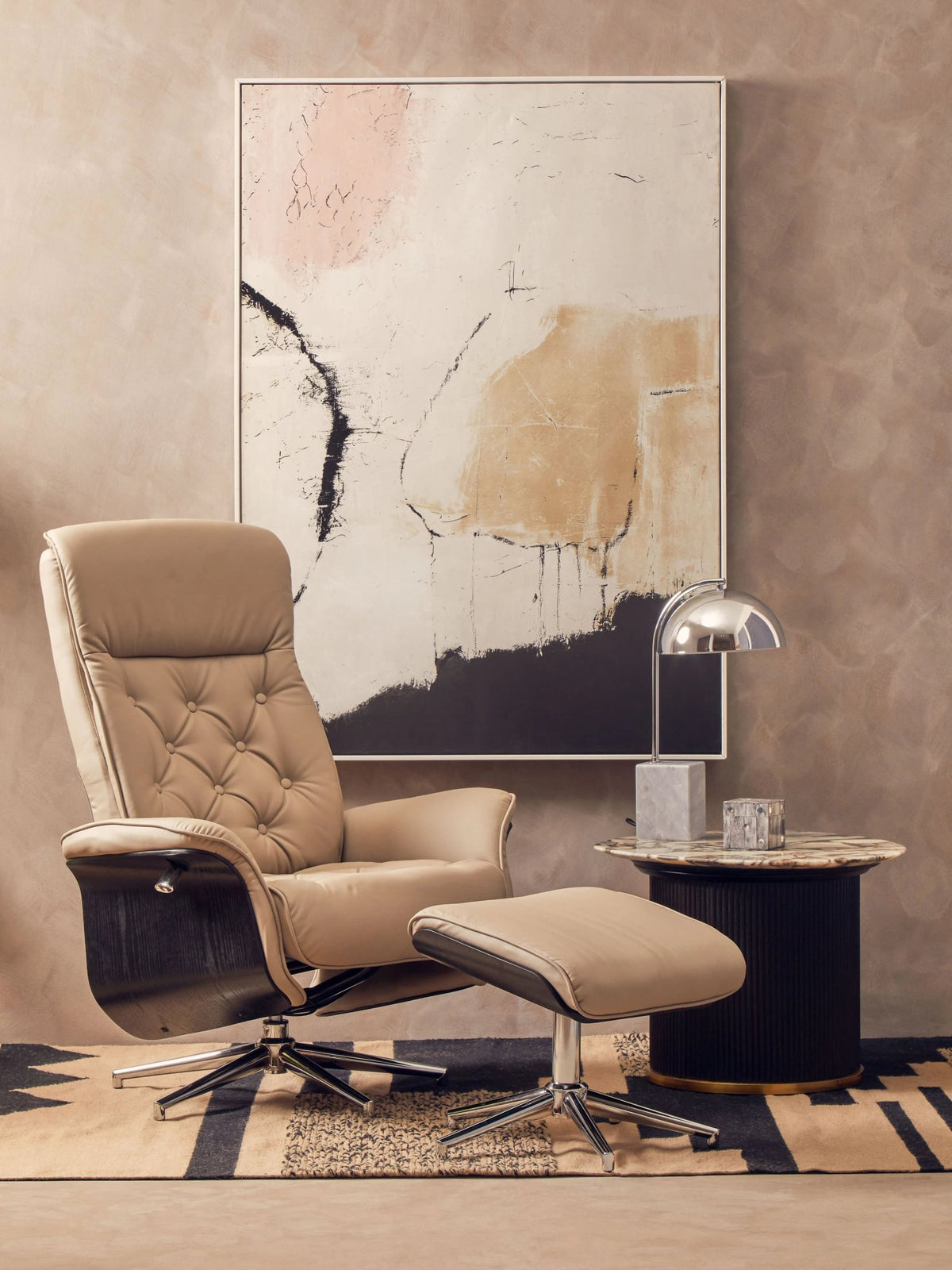 Tring Leather Effect Recliner and Footstool