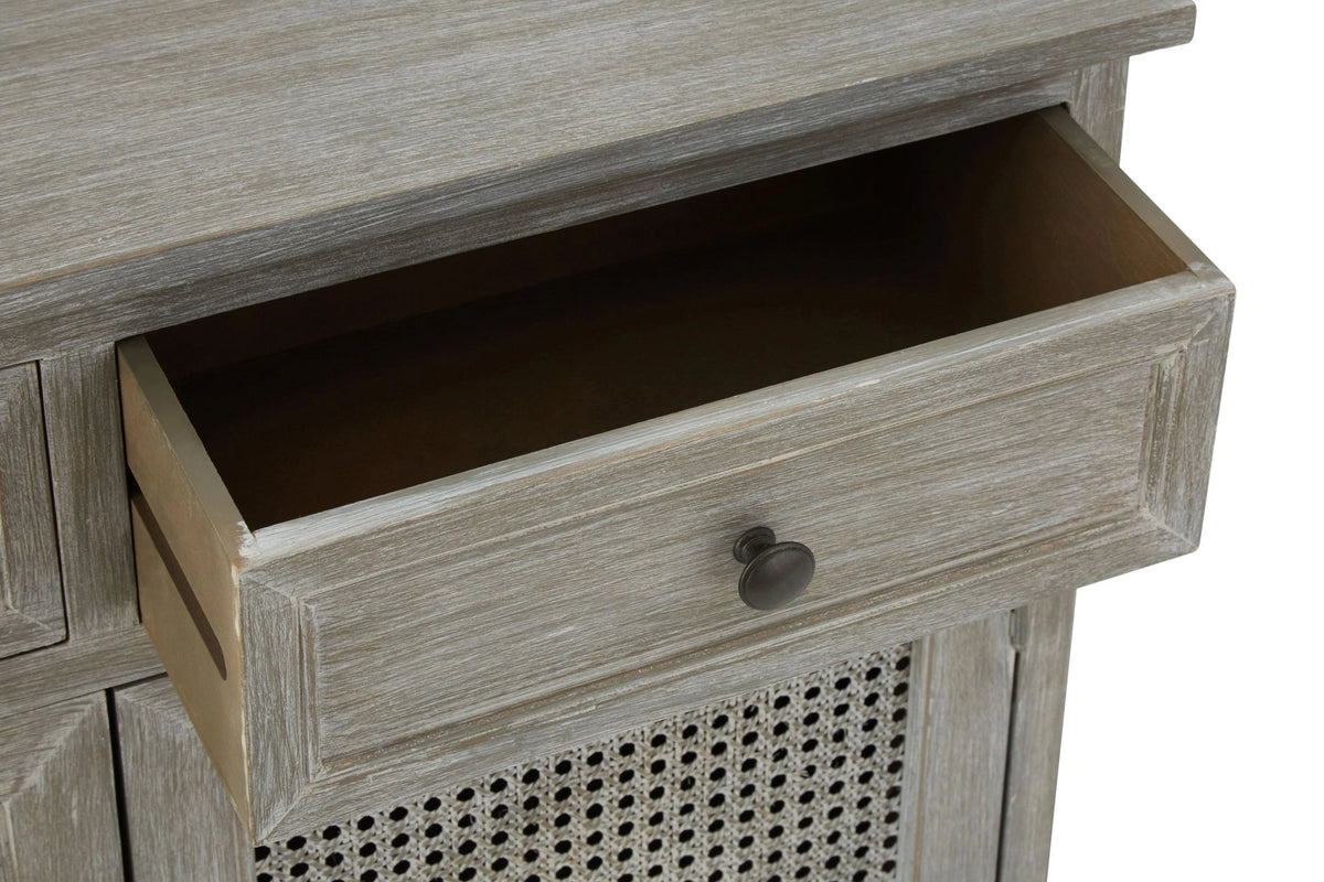 Savoy Grey Wash Rattan and Wooden Two Door Sideboard