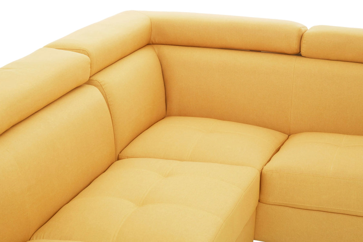 Granada Ochre Linen Corner Sofa with Adjustable Headrests