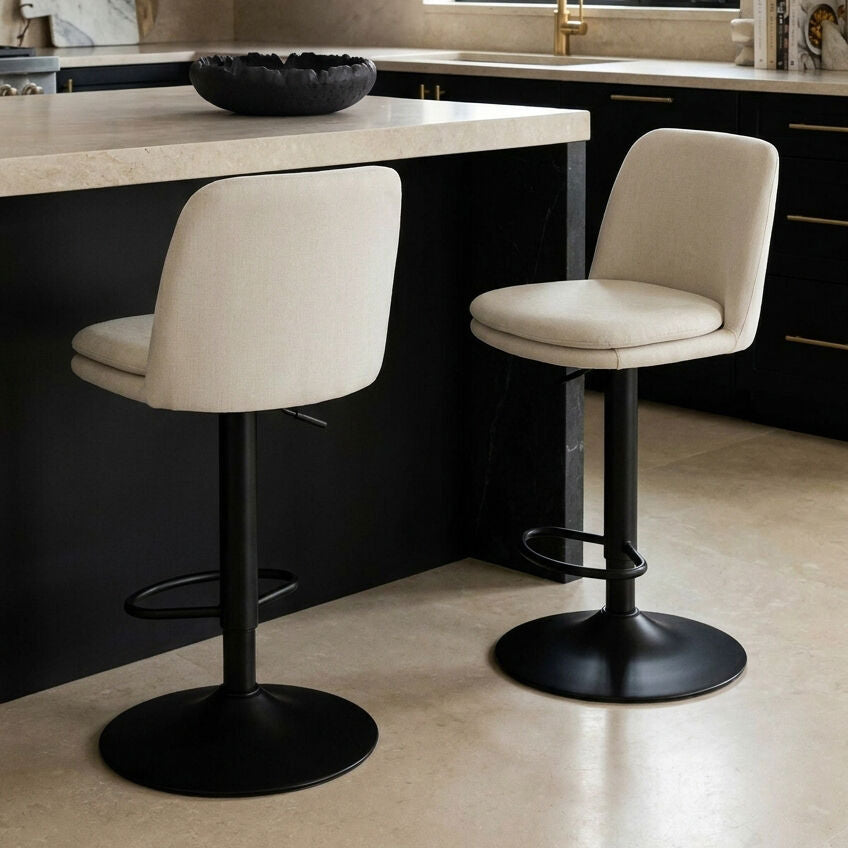 Chichester Set of 2 Textured Fabric Cushioned Bar Chairs