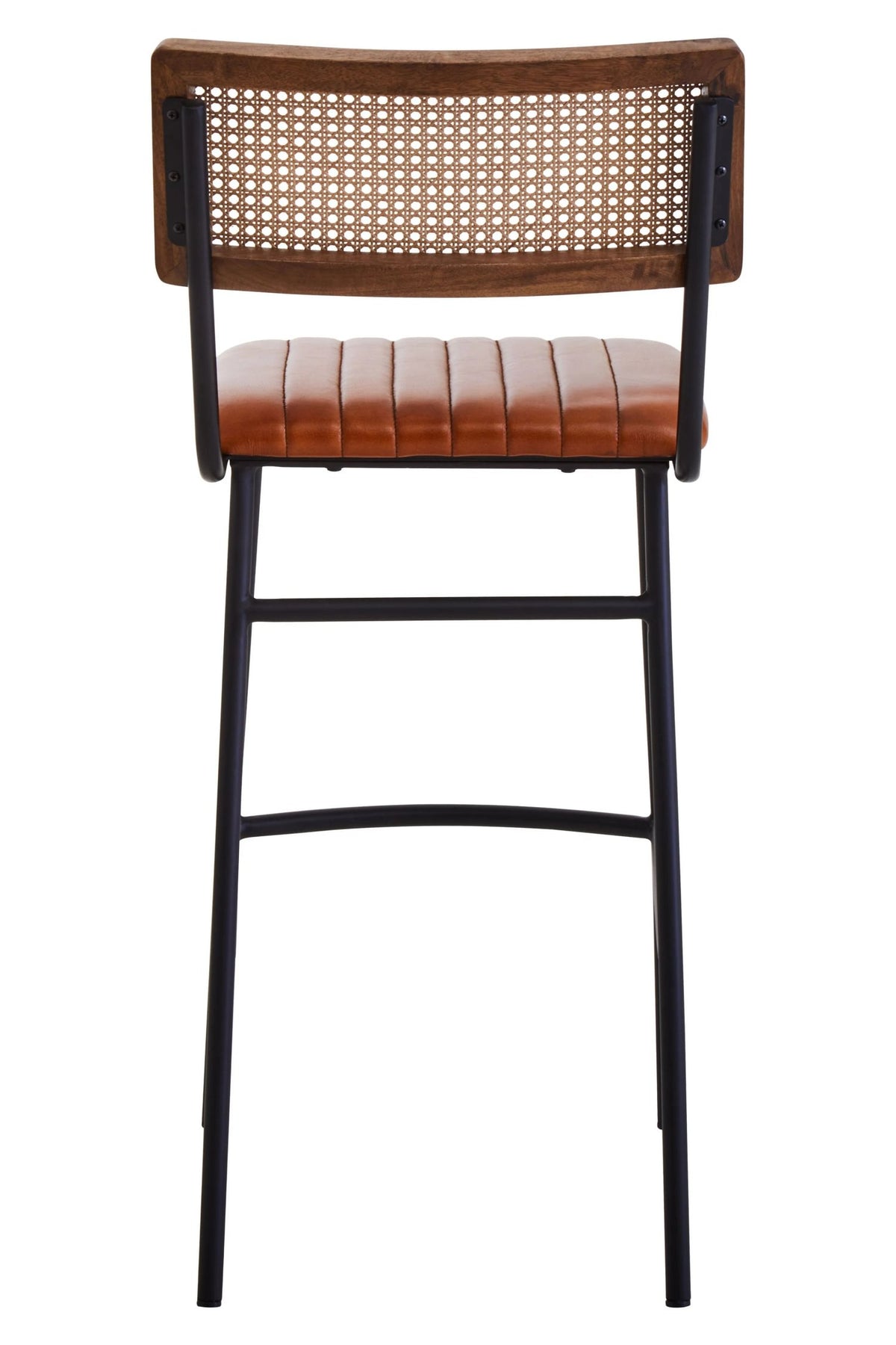 Verona Tan Leather and Rattan Bar Chair