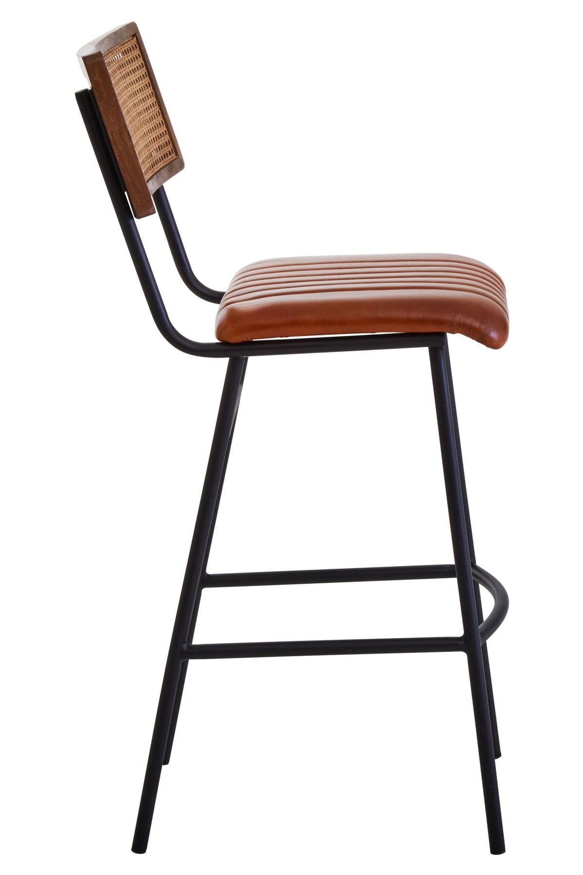 Verona Tan Leather and Rattan Bar Chair