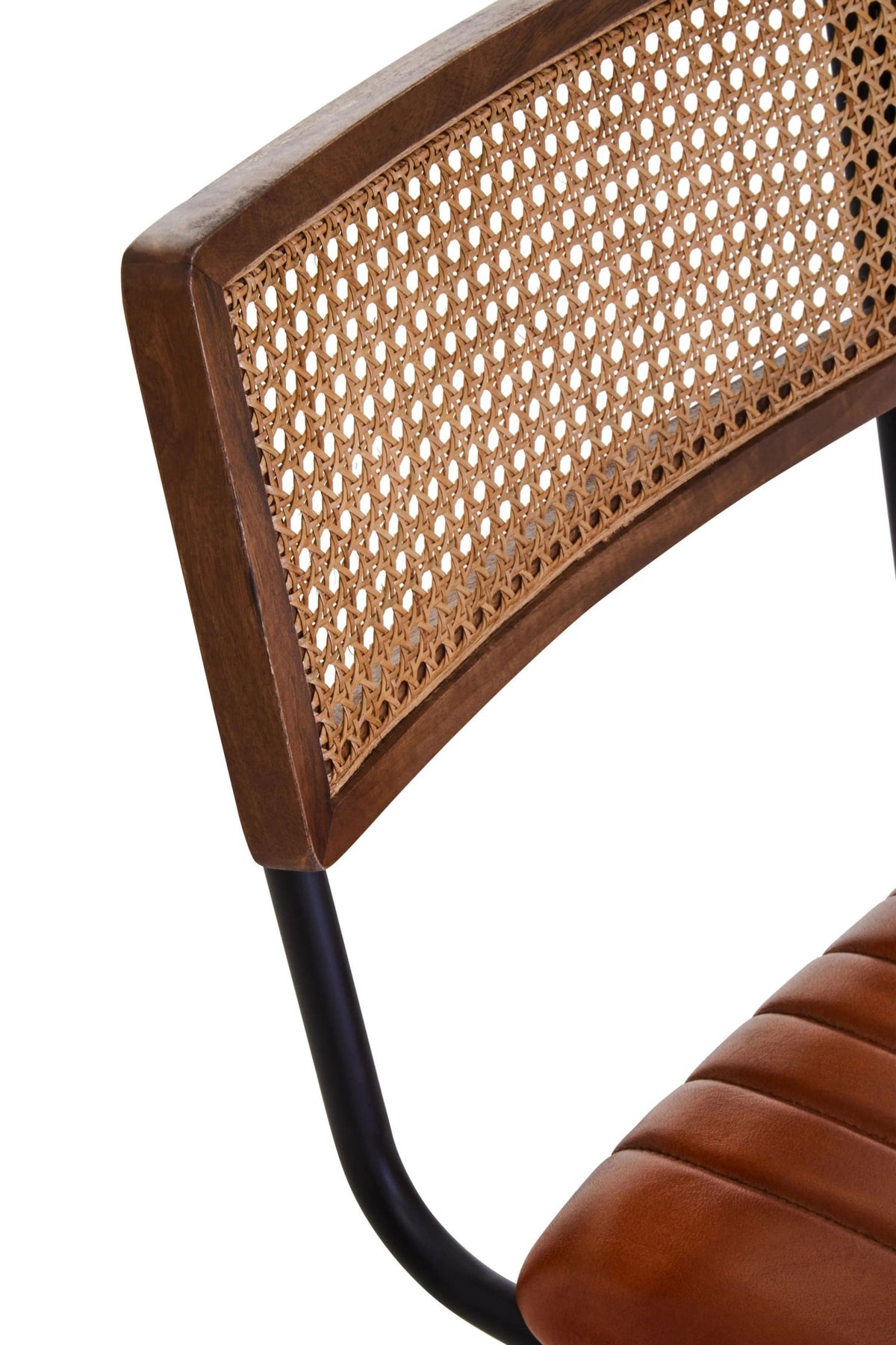 Verona Tan Leather and Rattan Bar Chair