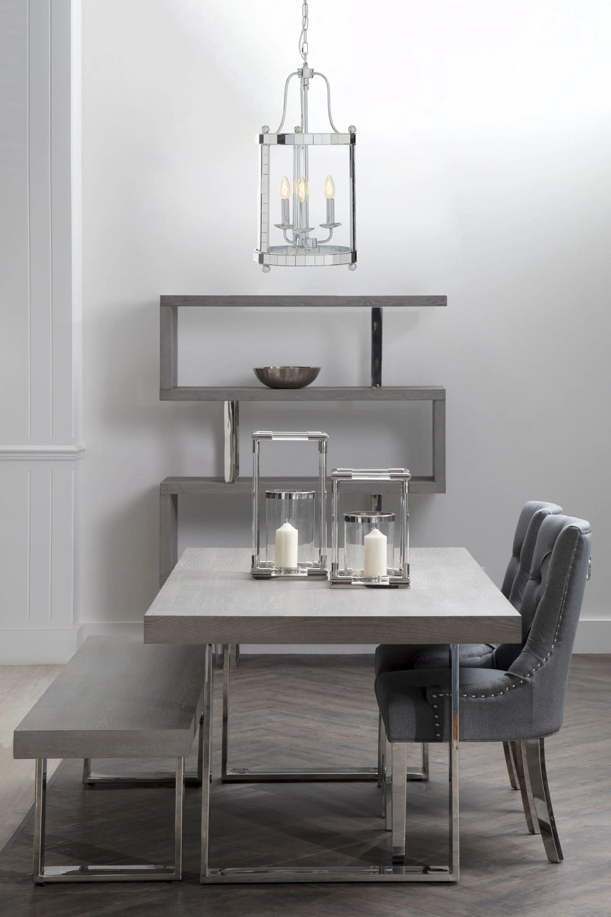 Vienna 3 Bulb Chrome and Glass Pendant Light