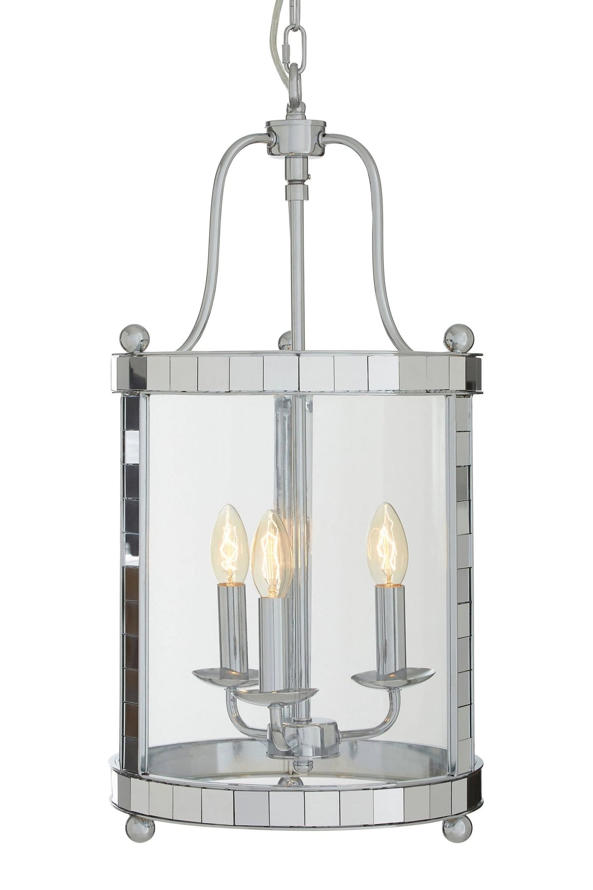Vienna 3 Bulb Chrome and Glass Pendant Light