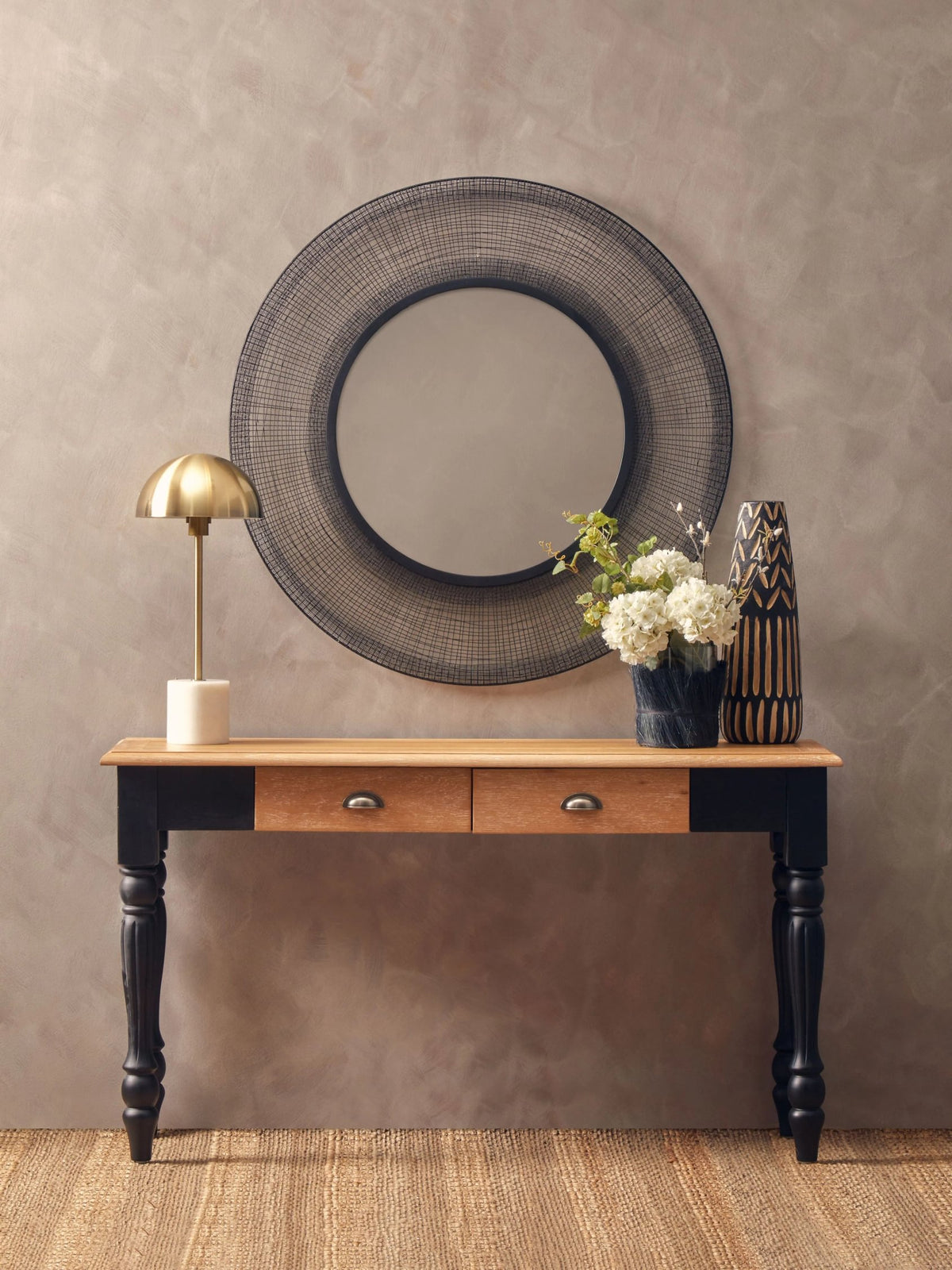 Notting Brushed Brass Table Lamp with Marble Base