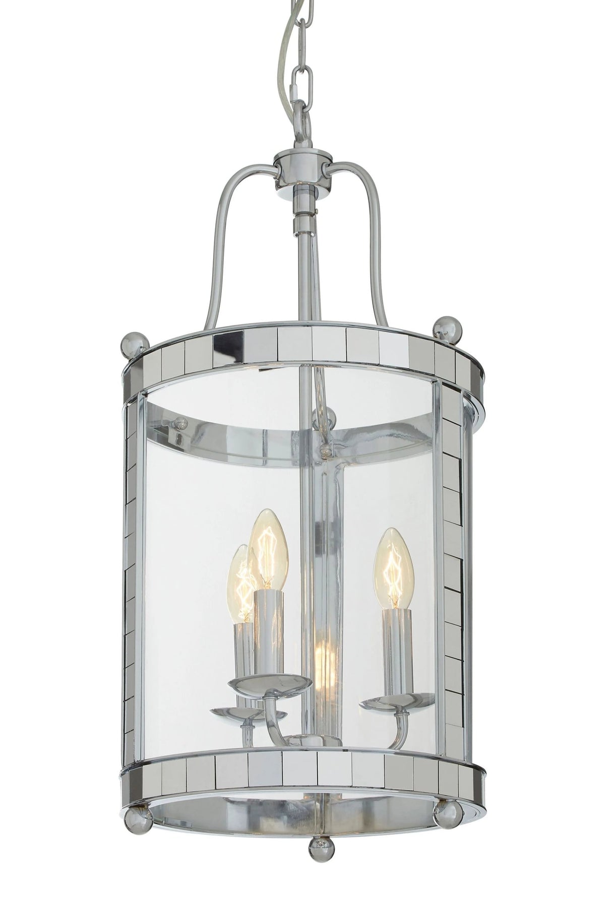 Vienna 3 Bulb Chrome and Glass Pendant Light
