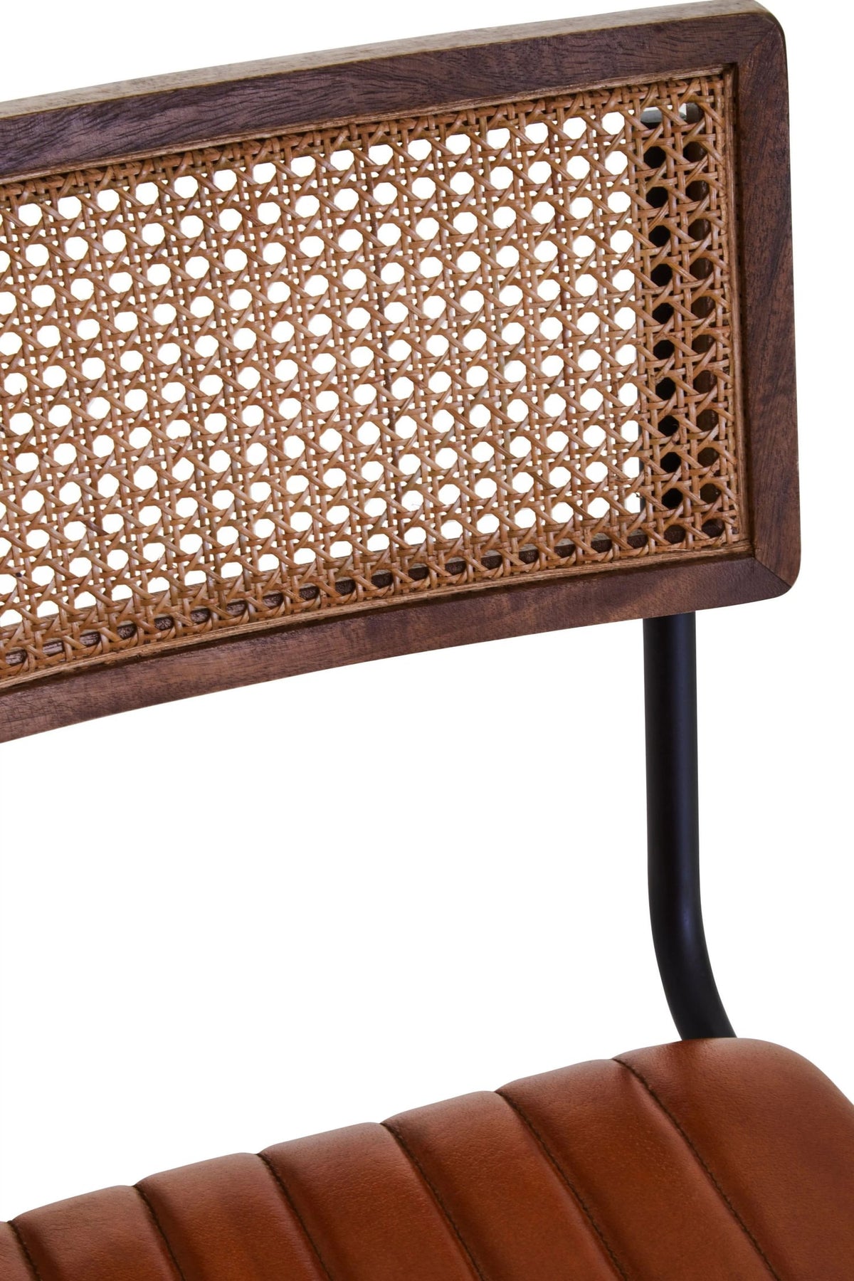 Verona Tan Leather and Rattan Bar Chair