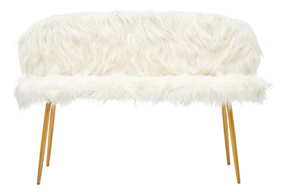 Emsworth White Faux Fur 2 Seater Sofa with Gold Legs