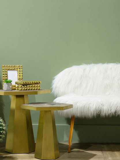 Emsworth White Faux Fur 2 Seater Sofa with Gold Legs