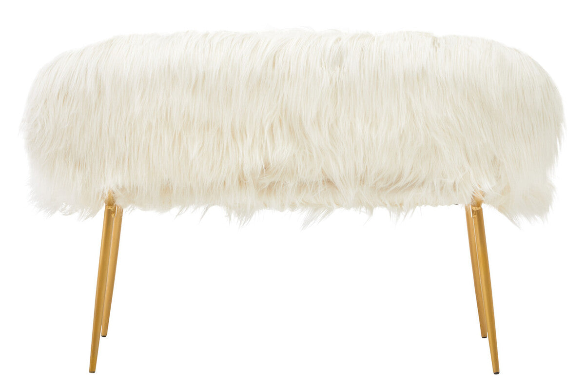 Emsworth White Faux Fur 2 Seater Sofa with Gold Legs