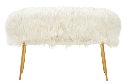 Emsworth White Faux Fur 2 Seater Sofa with Gold Legs