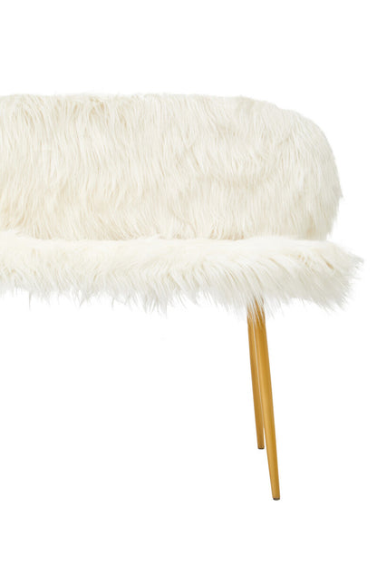 Emsworth White Faux Fur 2 Seater Sofa with Gold Legs