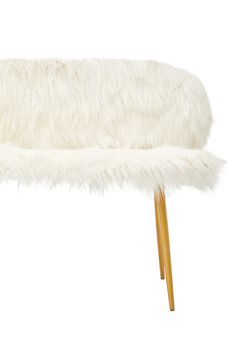 Emsworth White Faux Fur 2 Seater Sofa with Gold Legs