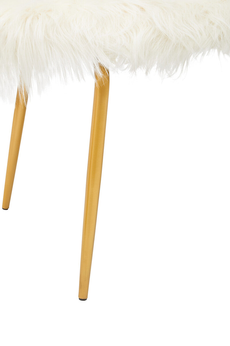 Emsworth White Faux Fur 2 Seater Sofa with Gold Legs