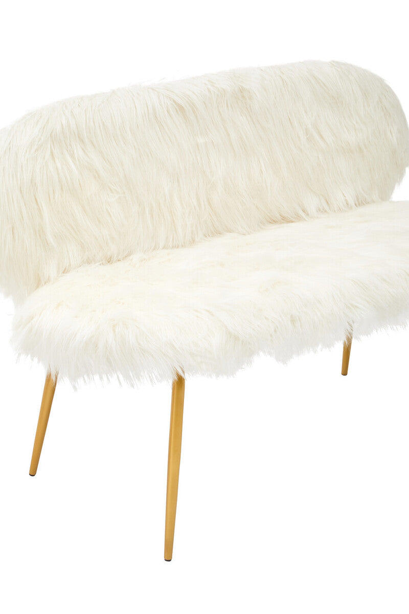 Emsworth White Faux Fur 2 Seater Sofa with Gold Legs