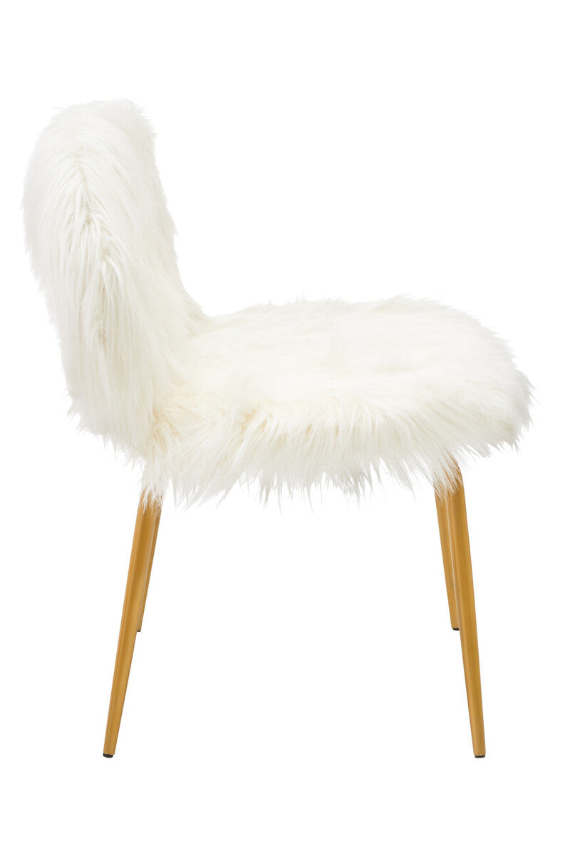 Emsworth White Faux Fur 2 Seater Sofa with Gold Legs