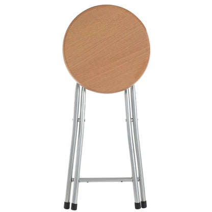 Fold Away Stool with Wood Veneer Seat