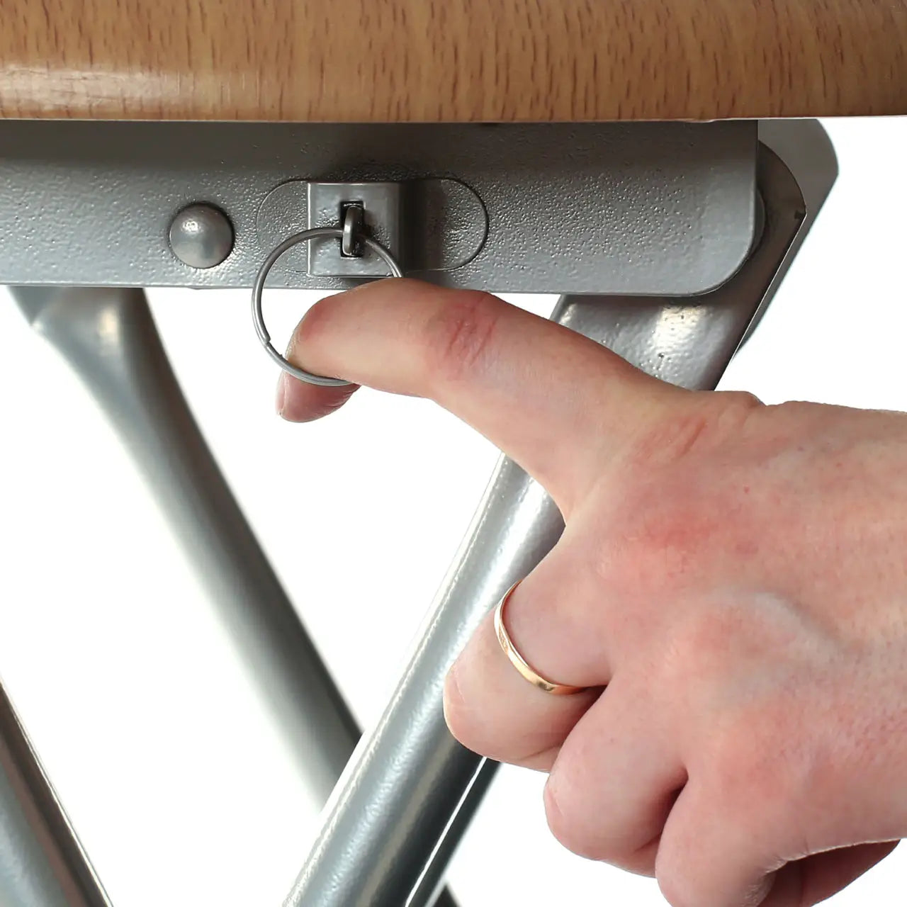 Fold Away Stool with Wood Veneer Seat