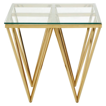 Aurora Glass and Gold Side Table