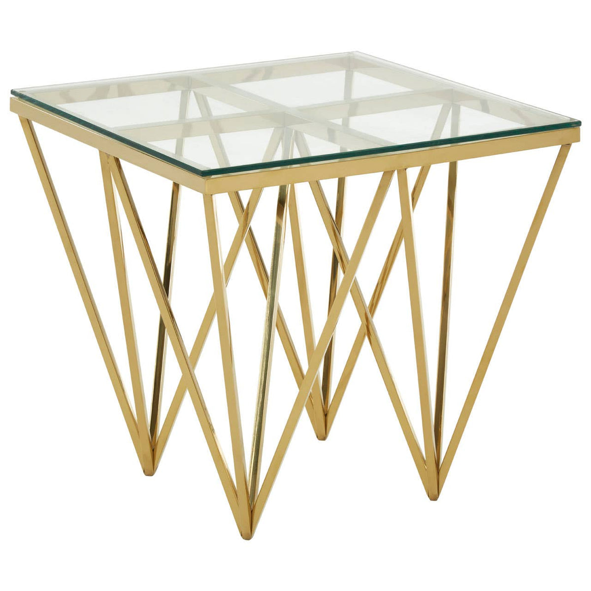 Aurora Glass and Gold Side Table