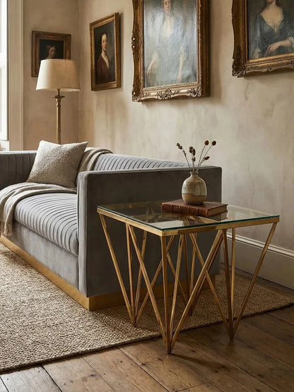 Aurora Glass and Gold Side Table