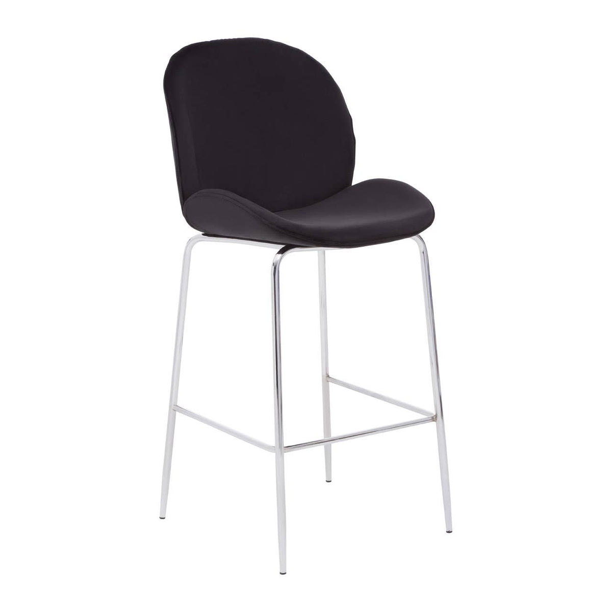 Devon Black Velvet Bar Chair with Chrome Frame
