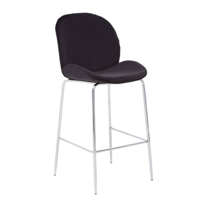 Devon Black Velvet Bar Chair with Chrome Frame