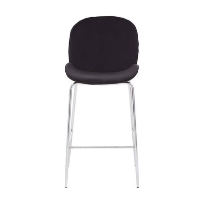 Devon Black Velvet Bar Chair with Chrome Frame