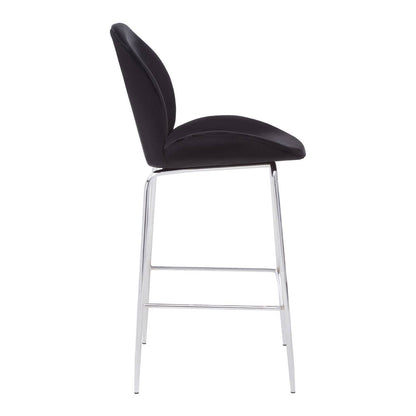 Devon Black Velvet Bar Chair with Chrome Frame