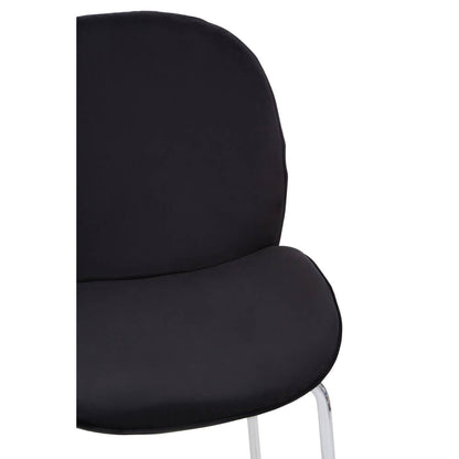 Devon Black Velvet Bar Chair with Chrome Frame