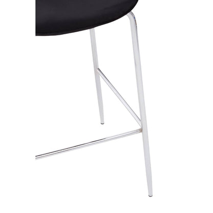 Devon Black Velvet Bar Chair with Chrome Frame