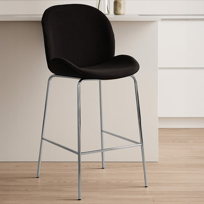 Devon Black Velvet Bar Chair with Chrome Frame